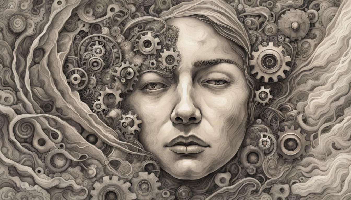 Figure Defying Time: Surreal Charcoal Art