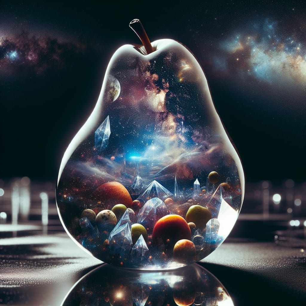 A universe within a small transparent Pear, that is inside A...
