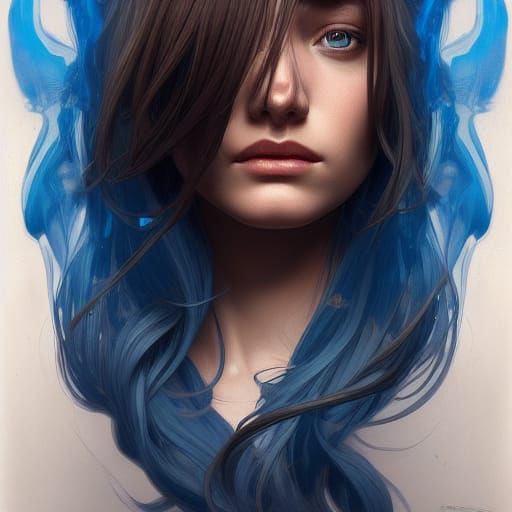 Girl with Blue Hair: Hyperdetailed Art Portrait