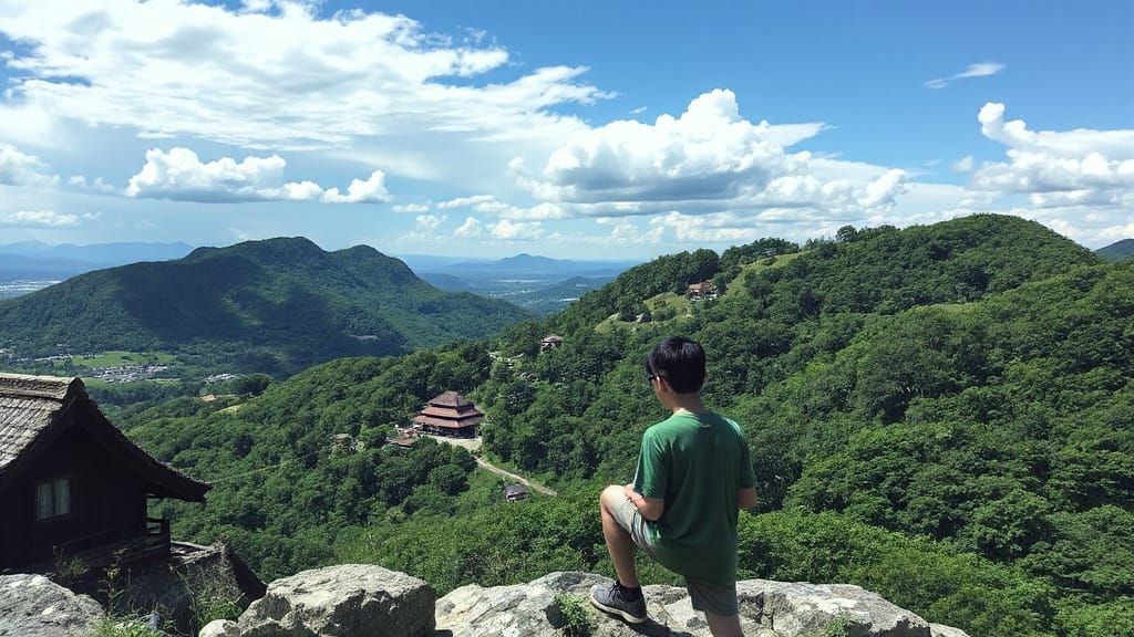 Timeless Japanese Village Seen From Mountain Peak