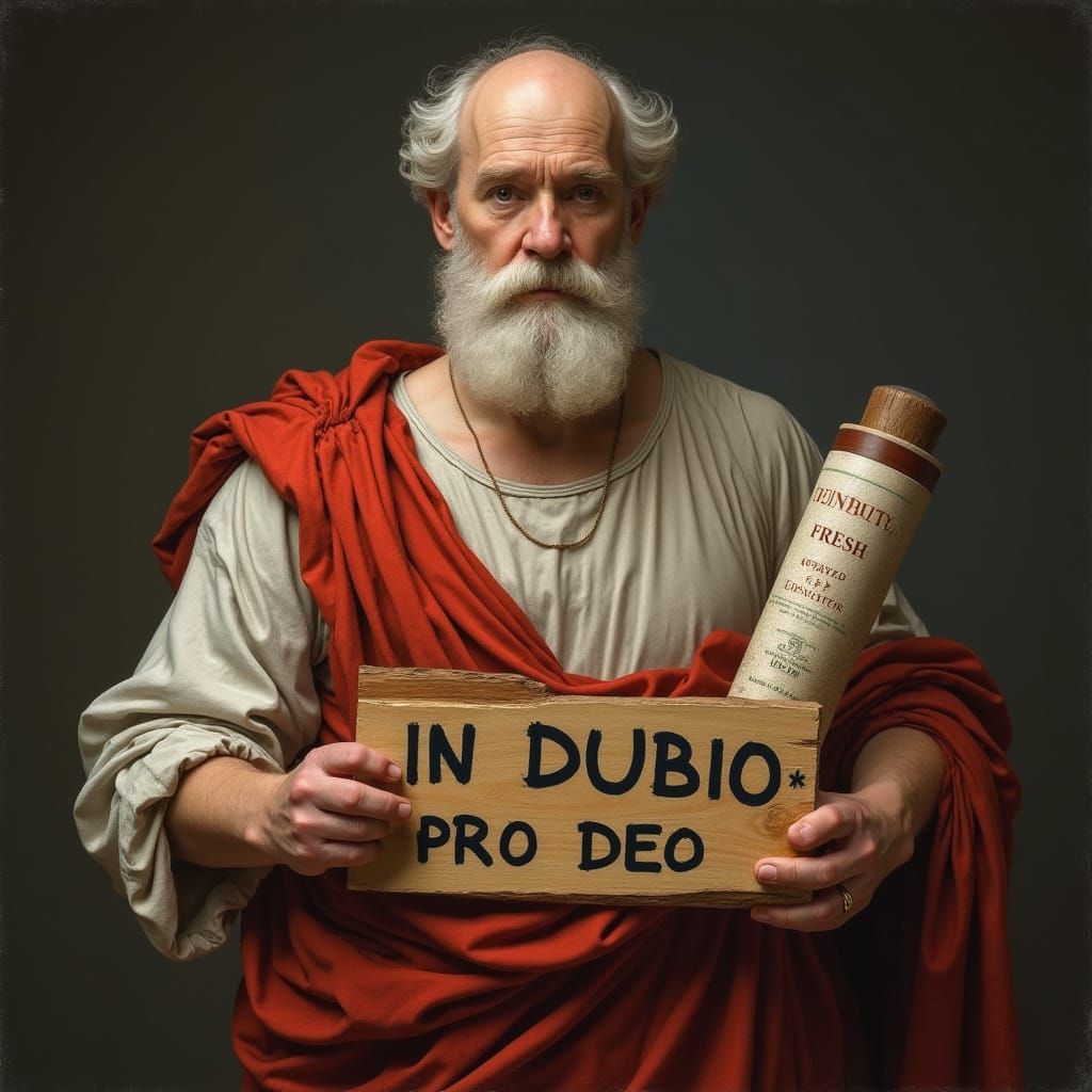 Roman Philosopher Holds FRESH Tube with IN DUBIO PRO DEO Sig...