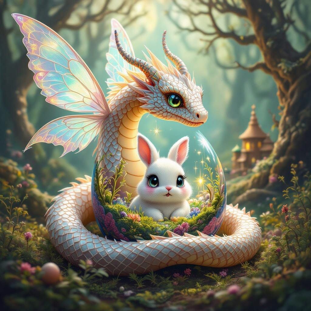 Ethereal Easter Wonderland in Whimsical Acrylic Style