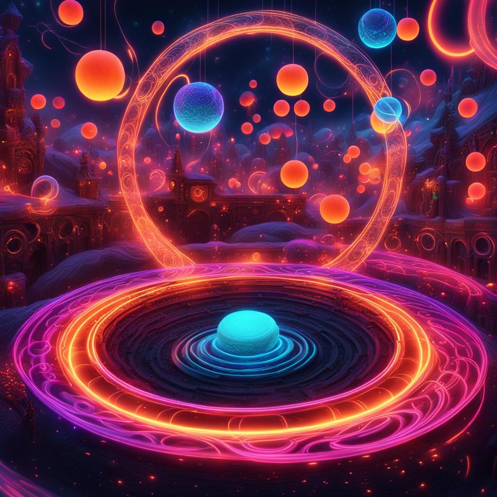 Glowing Neon Orbs in a Mystical Environment