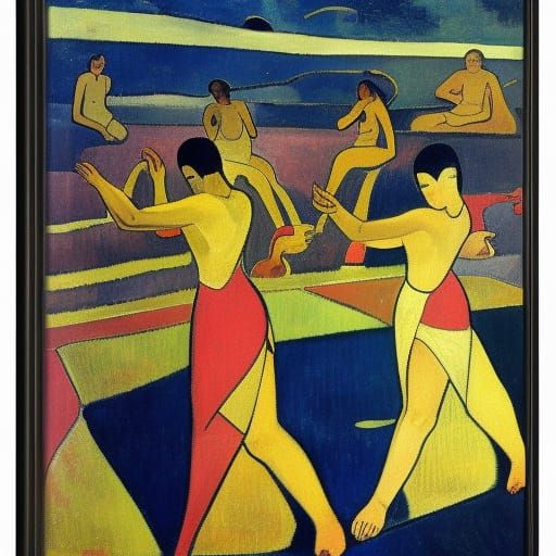 Symmetric Dancers in Gauguin Style