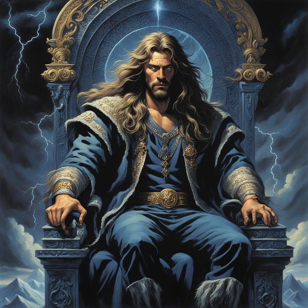 Man on Crystal Throne in Fantasy Art Style