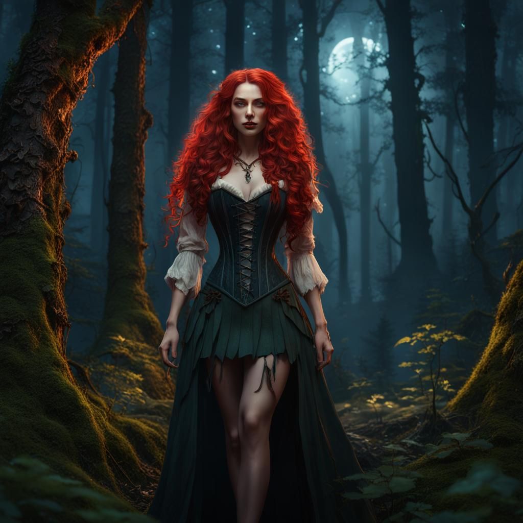 Spring Witch in Forest, Fantasy Concept Art