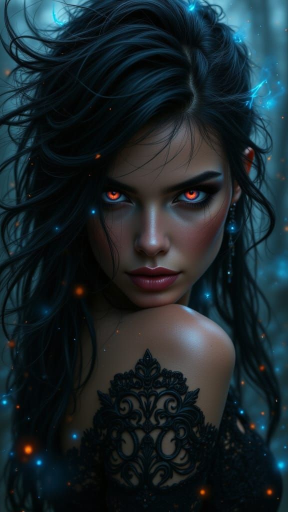 Ethereal Woman in Gothic Comic Style