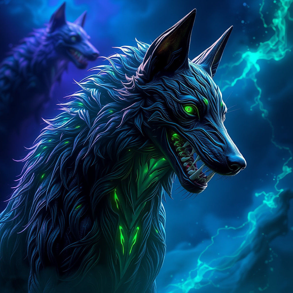 Iridescent Venom Dog in Fantasy Concept Art Style