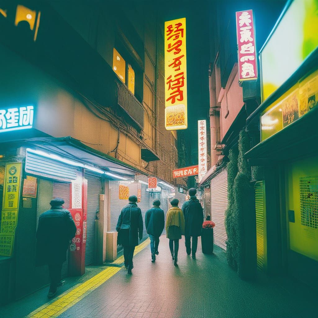 Grainy Urban Photograph with Electric Desire