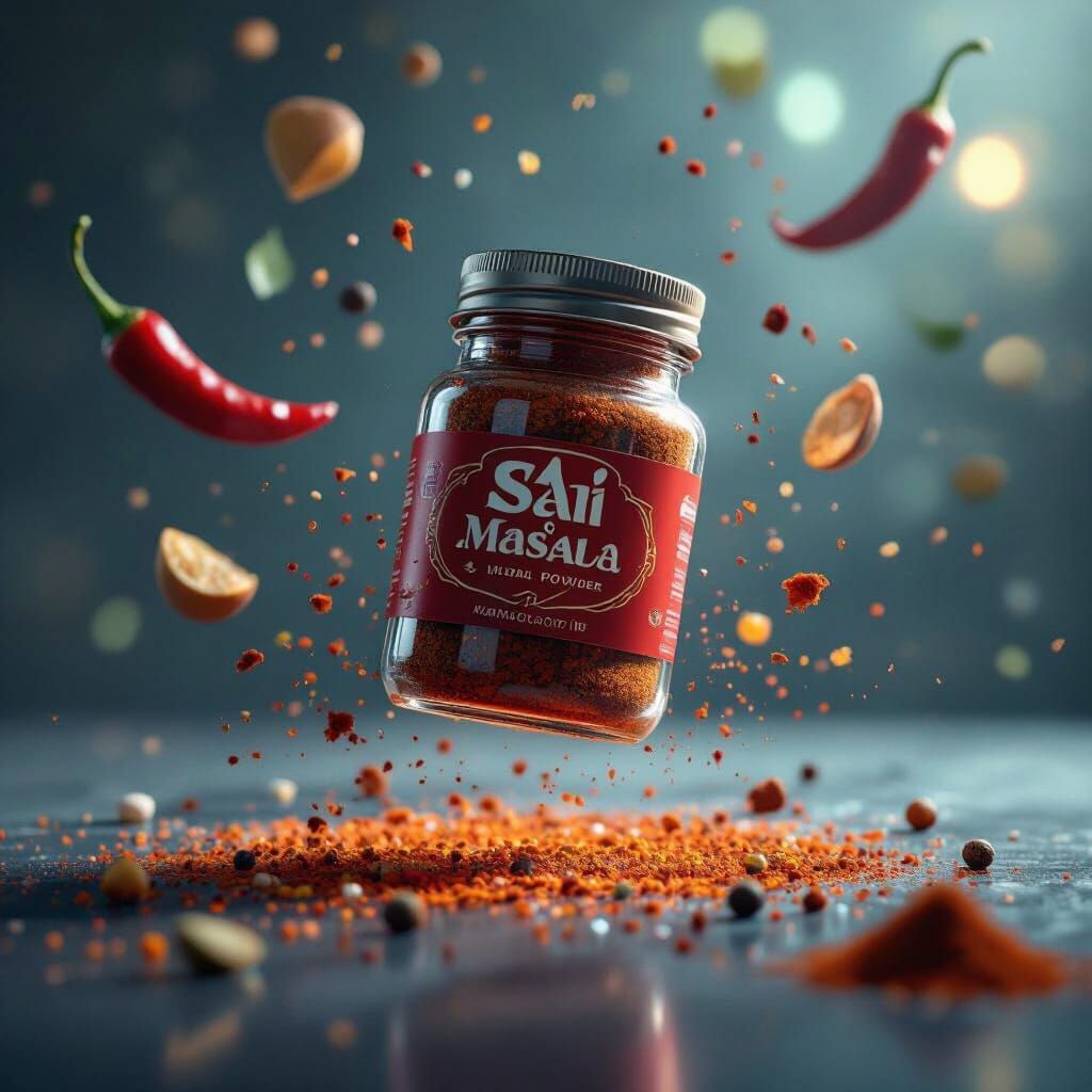Chili Powder Product Shot in Cyberpunk Style