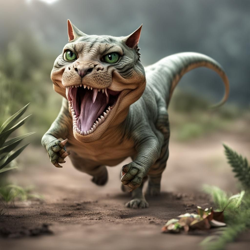 Cat Dinosaur Hybrid Digital Rendering