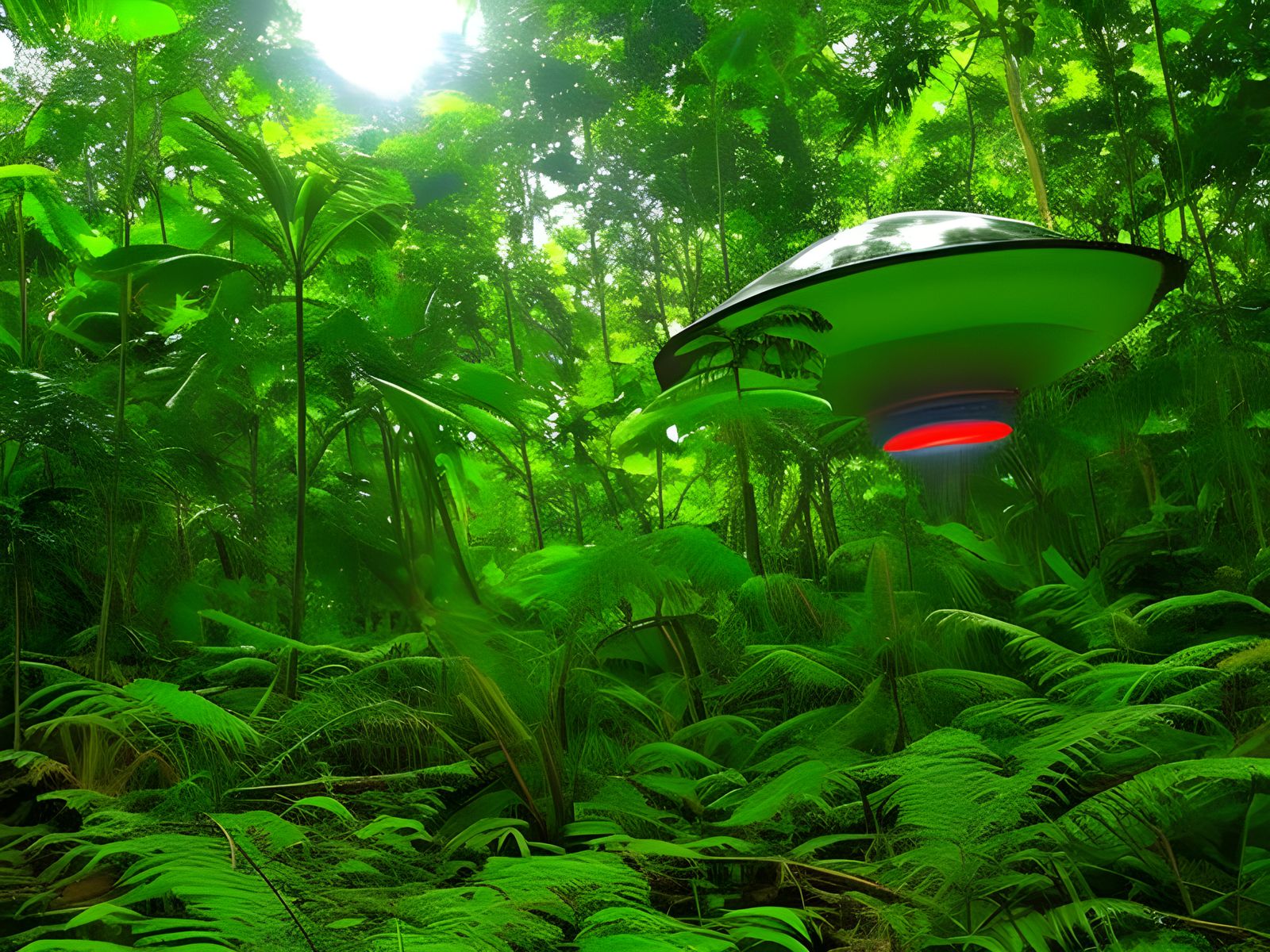 Flying Saucer in Jungle Lights