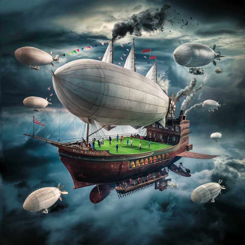 Airships Float Dreamily in Surreal 3D Render