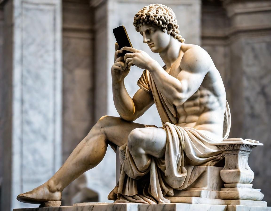Ancient Roman Statue Using Mobile Phone