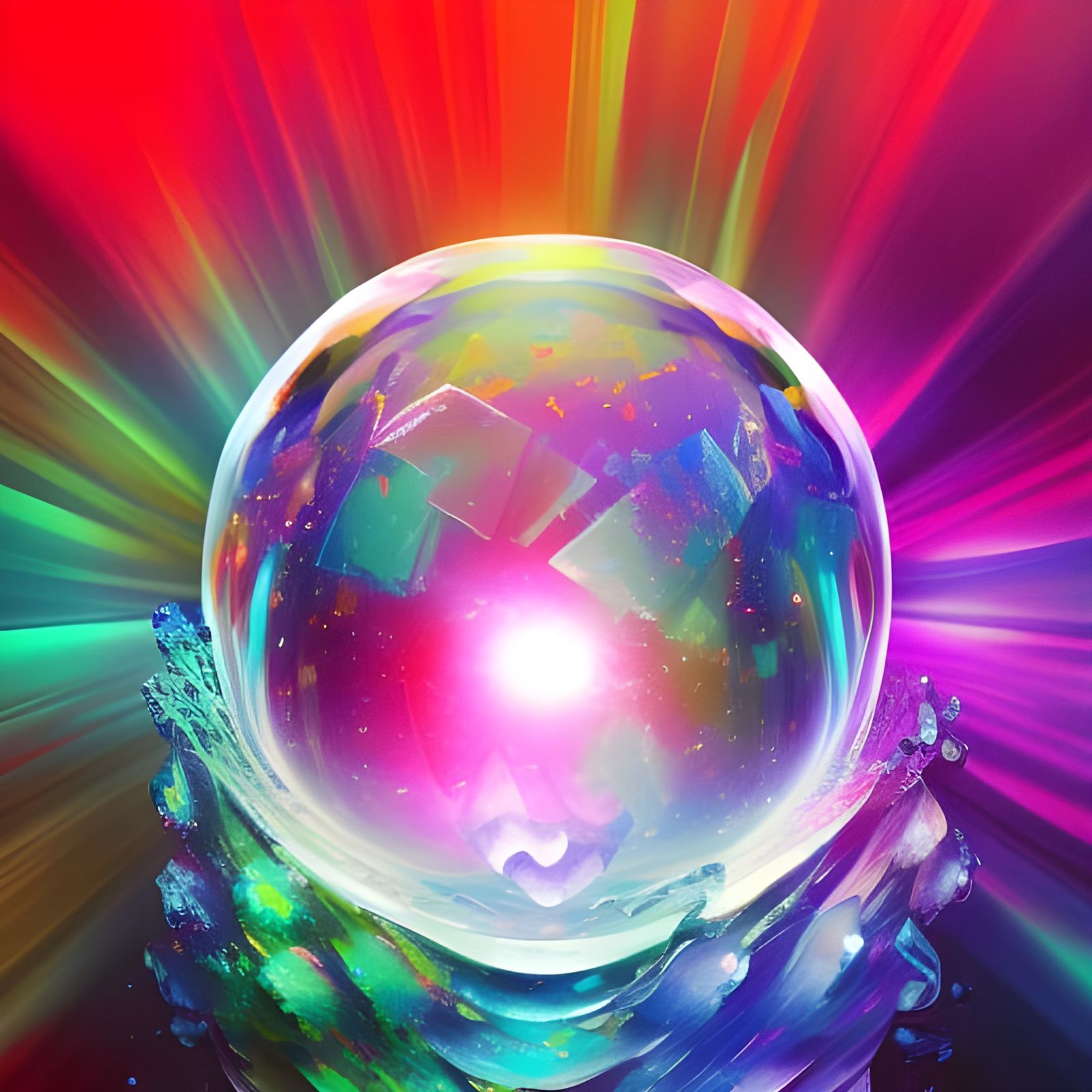Hyperrealistic Crystal Sphere Universe Concept Art