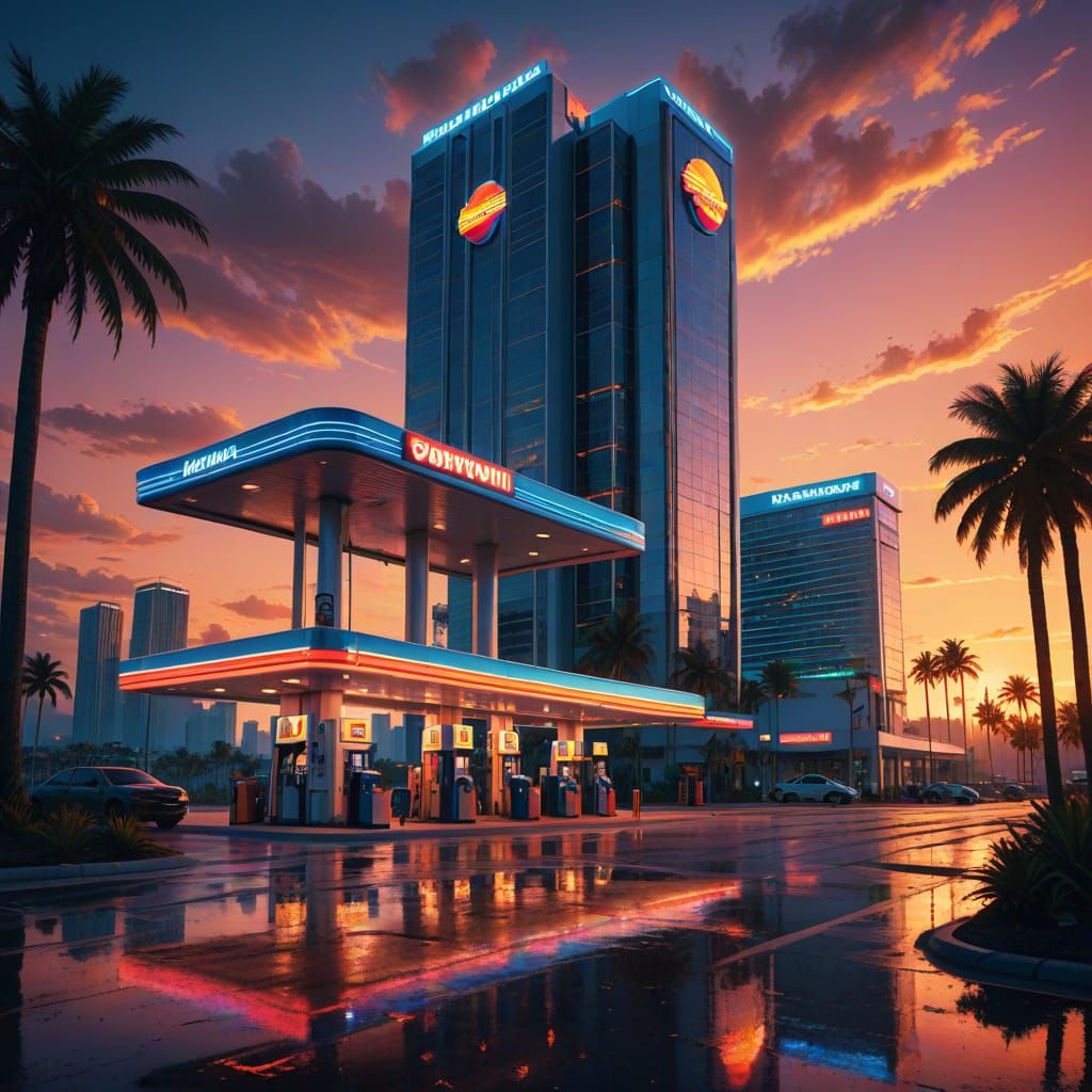 Futuristic Florida Gas Station Concept Art