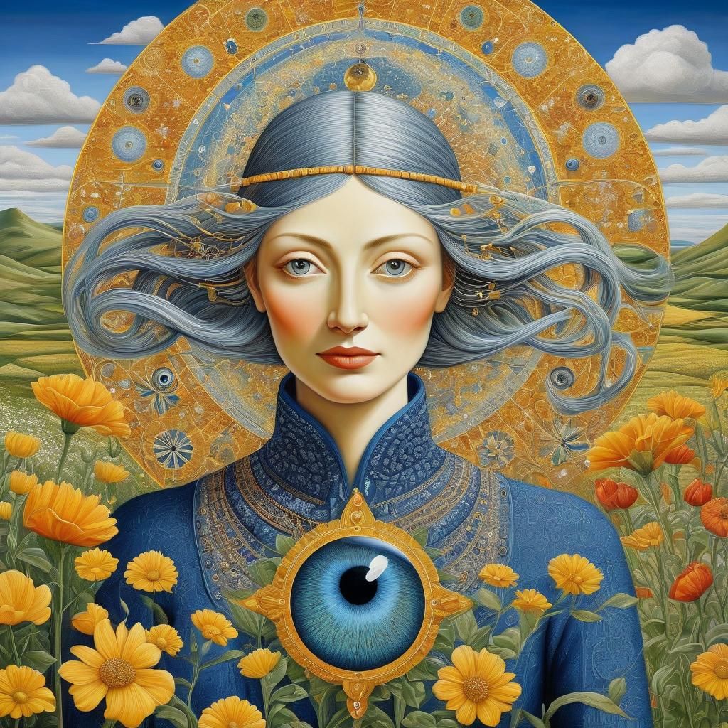 Surreal AI Friend in Sun and Moon Garden