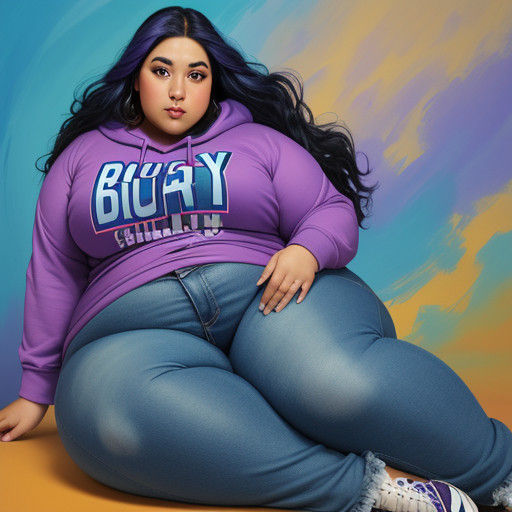 Curvy Latina Woman in Vibrant Oil Painting