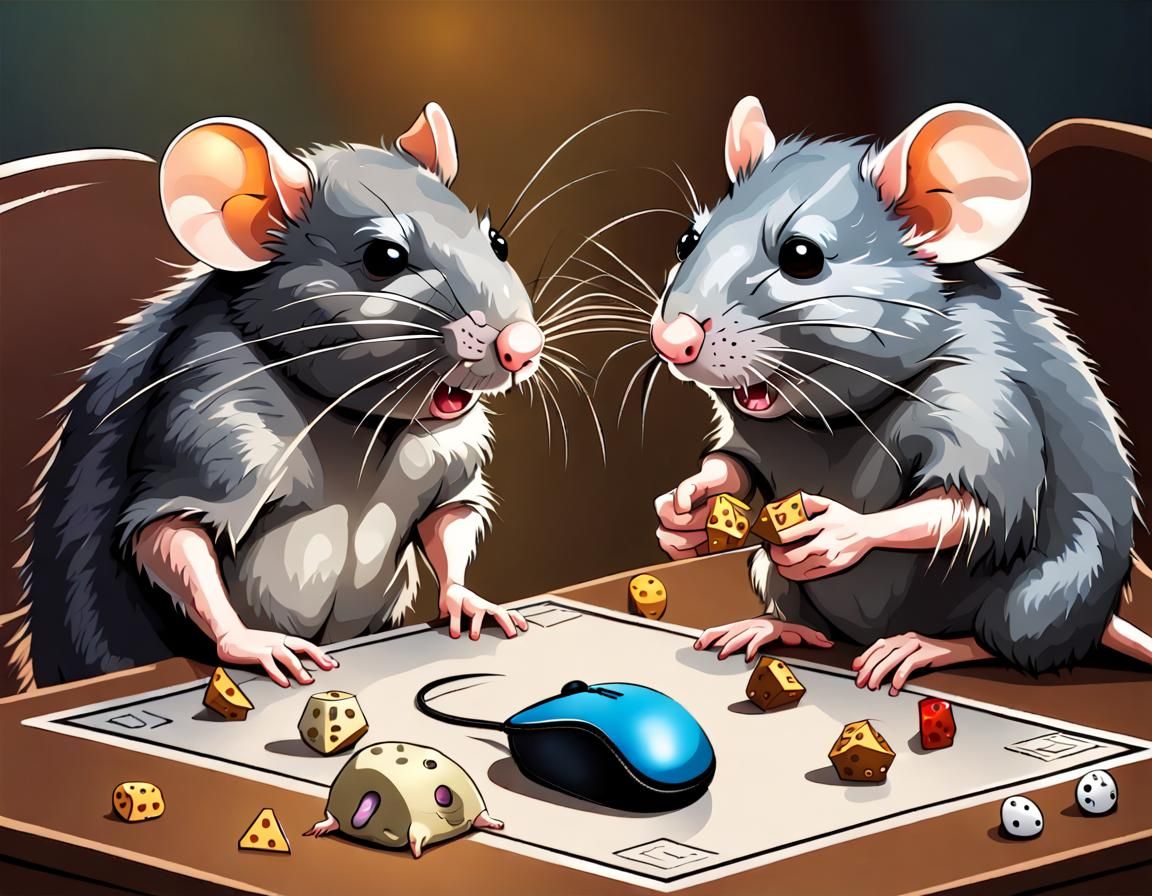 Cartoon Rat, Mouse, and Hamster Play RPG