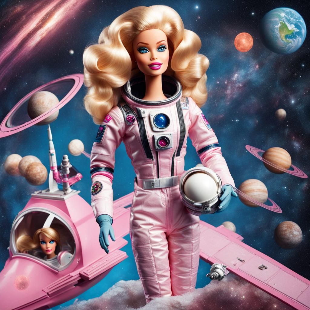 Barbie Astronaut in Space: Digital Art