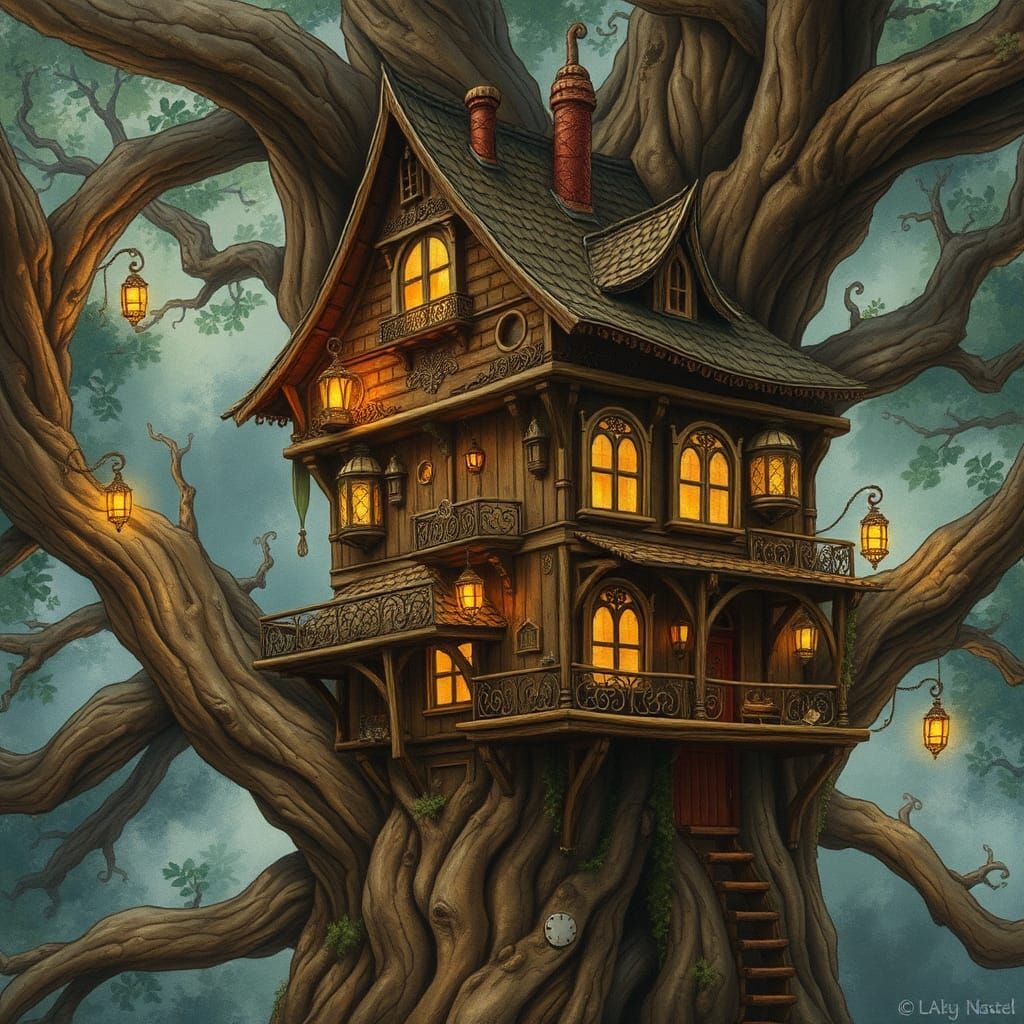 Steampunk Treehouse Inspired by Miyazaki and Froud