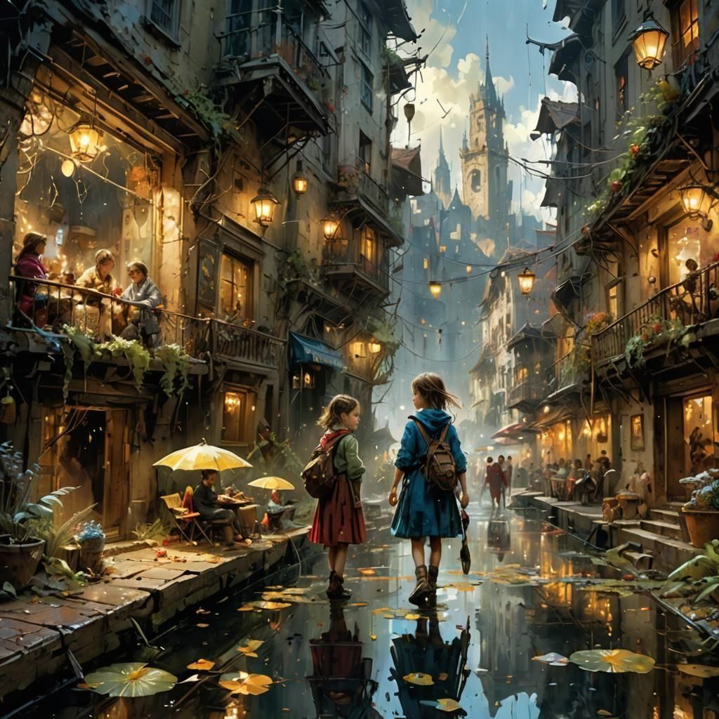 Fantastical Fantasy Realm in Storybook Illustration Style