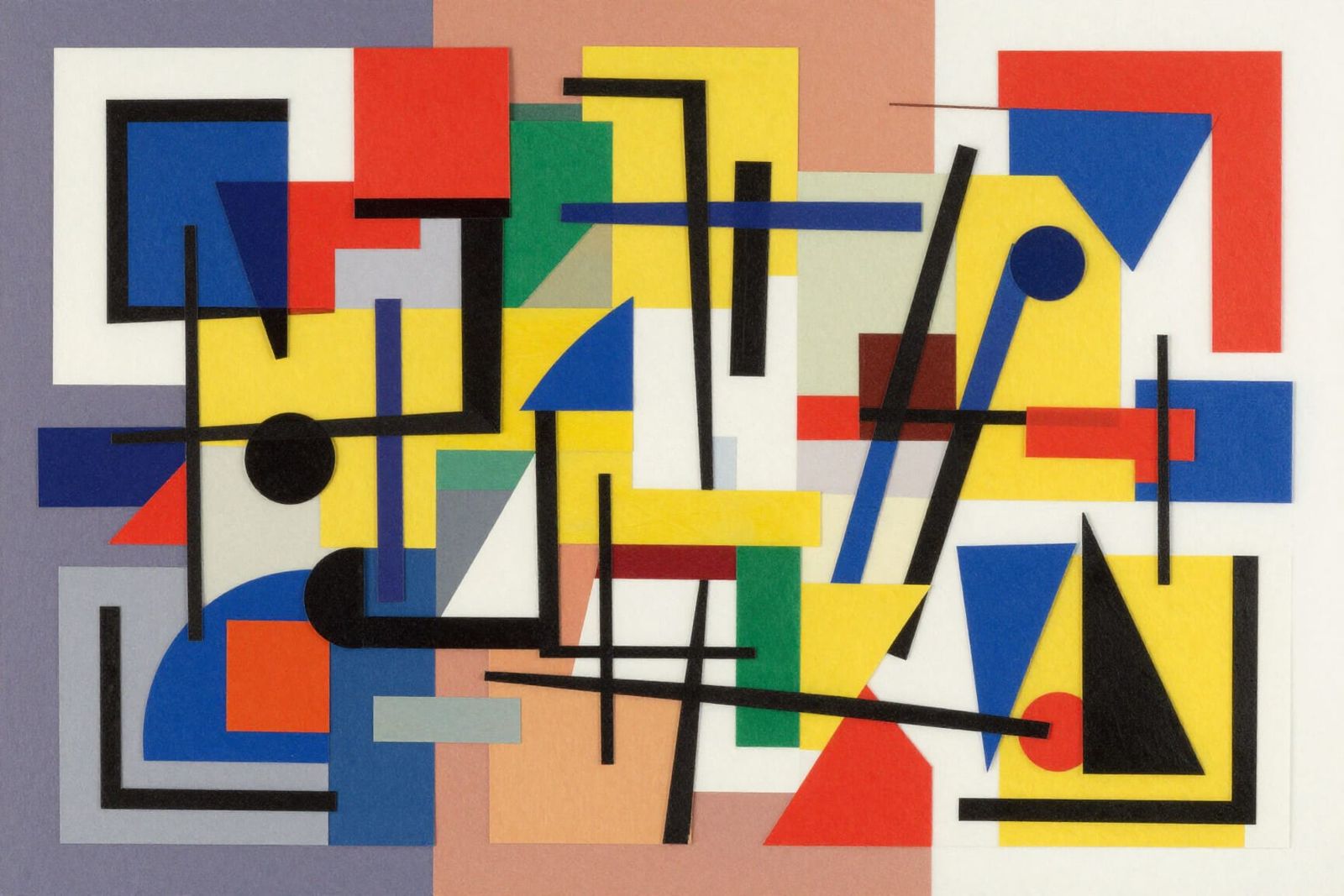 Vibrant Dadaist Collage of Geometric Shapes