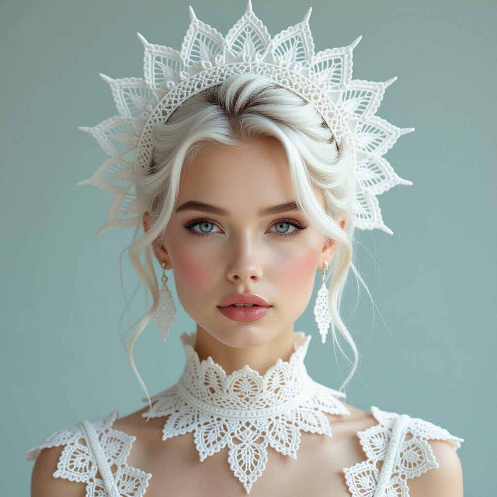 Woman with Lace and Crochet Spiked Hair