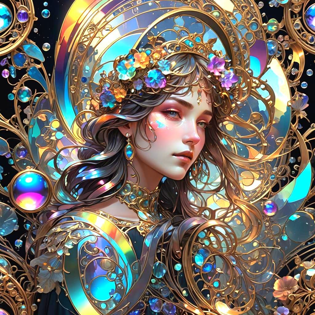 Iridescent Sky Spell in Art Nouveau Style