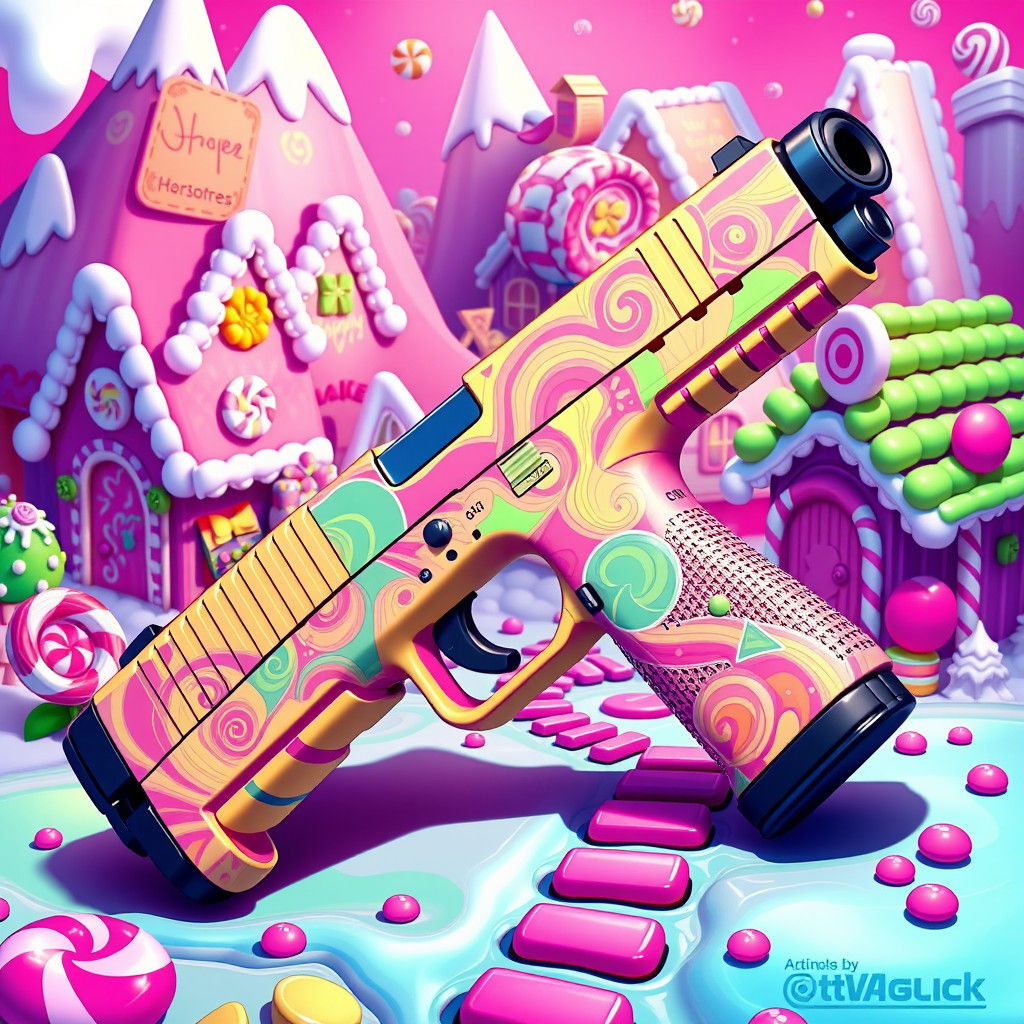 Candy Glock 19 in Postmodern Digital Art Style