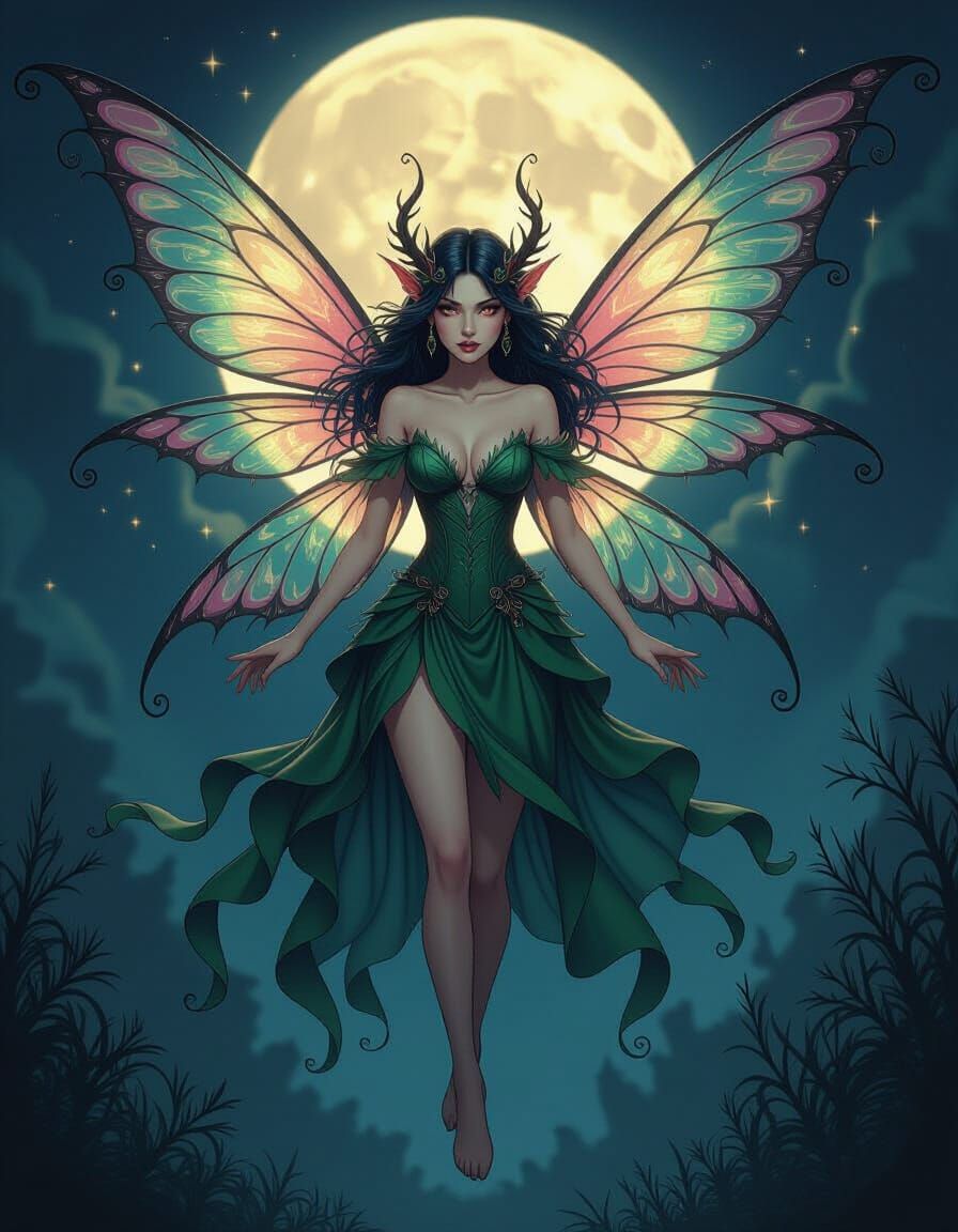 Scary Fairy with Fangs and Translucent Wings