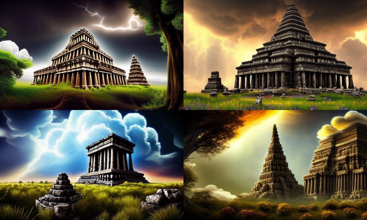 Cinematic Alien Temple Landscape with Godrays