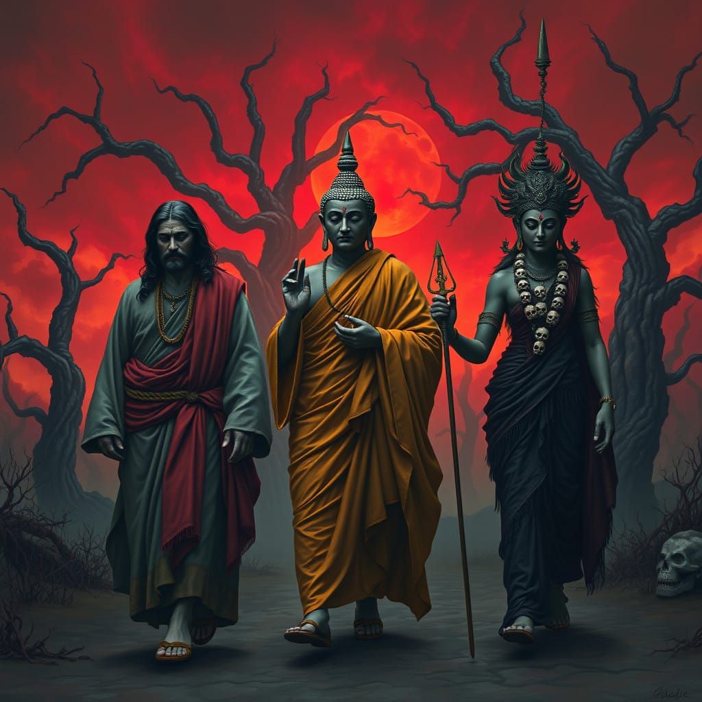 Dark Deities Foretell Doom in Haunting Landscape