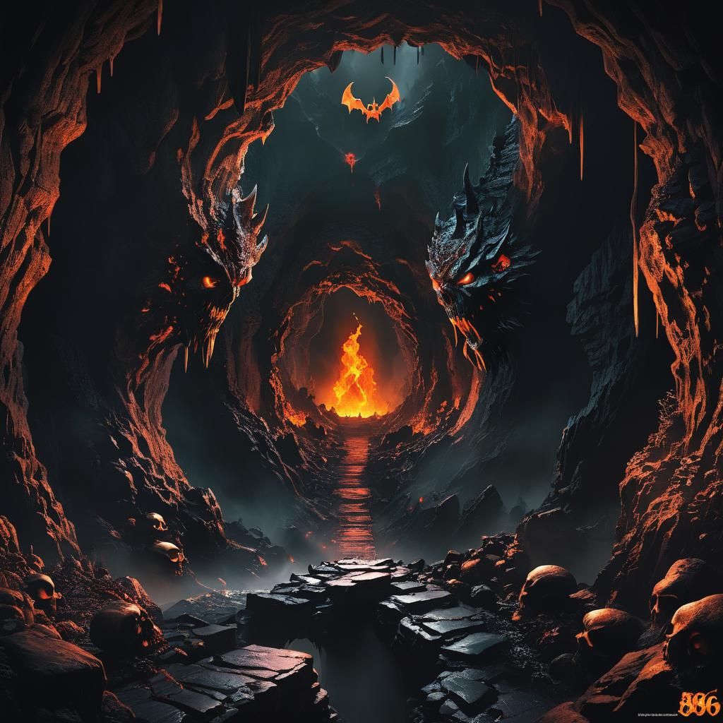 Haunting Vista of the Underworld's Fiery Rivers