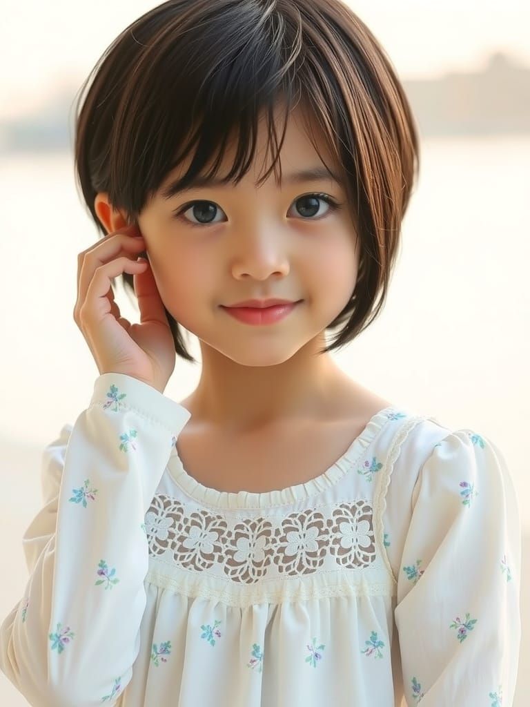 Delicate Asian Girl in Soft Pastel Hues