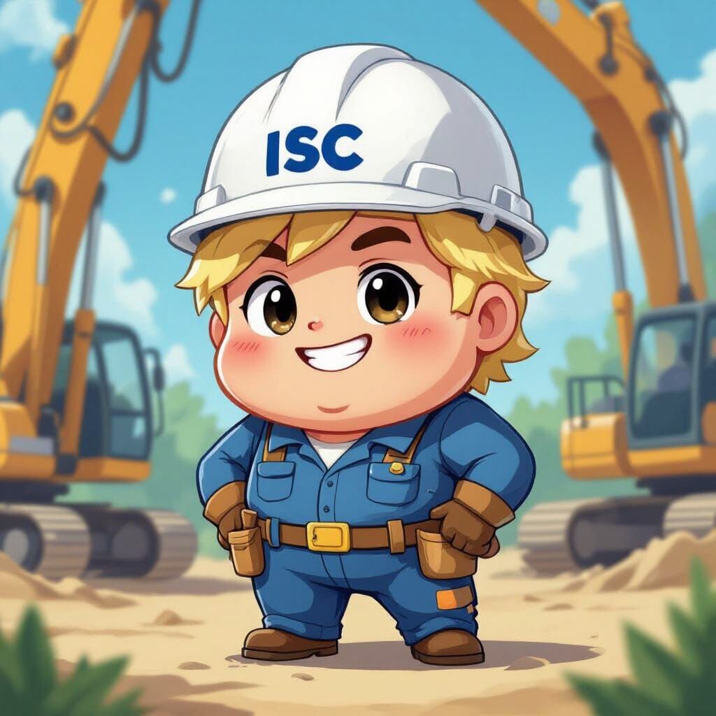 Chibi Construction Worker In ISC Hard Hat