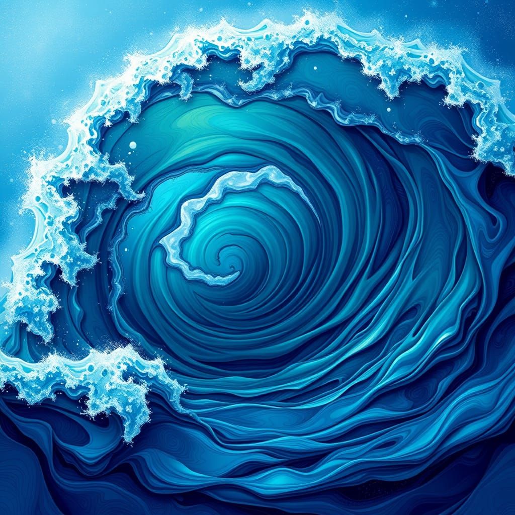 Abstract Ocean Wave Engulfs World in Fractal Art