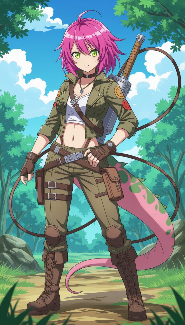 Anime Dinosaur Archeologist with Jetpack