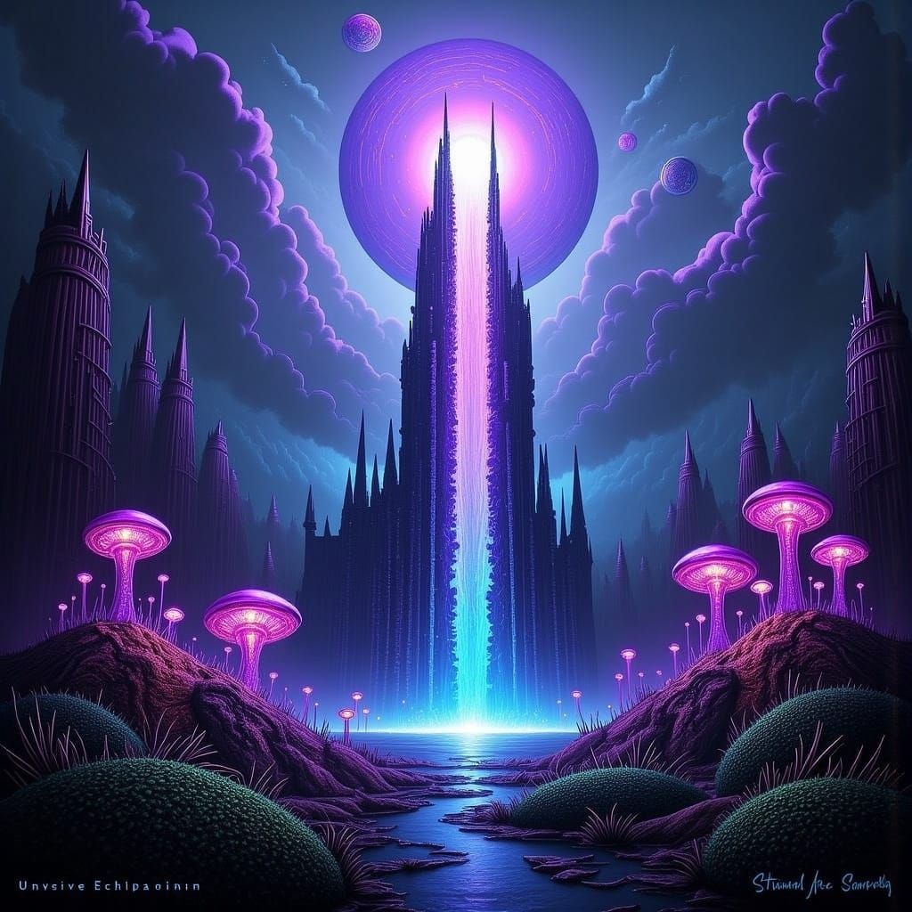Mystical Landscape with Crystalline Spires in Ethereal Style