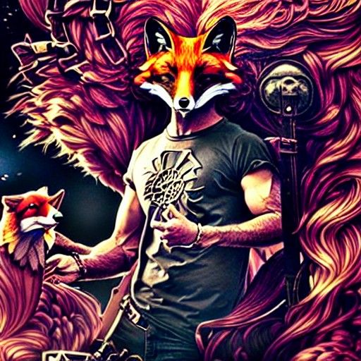 Fox Masked Man in Gold Armor, Hyper-Detailed Digital Art