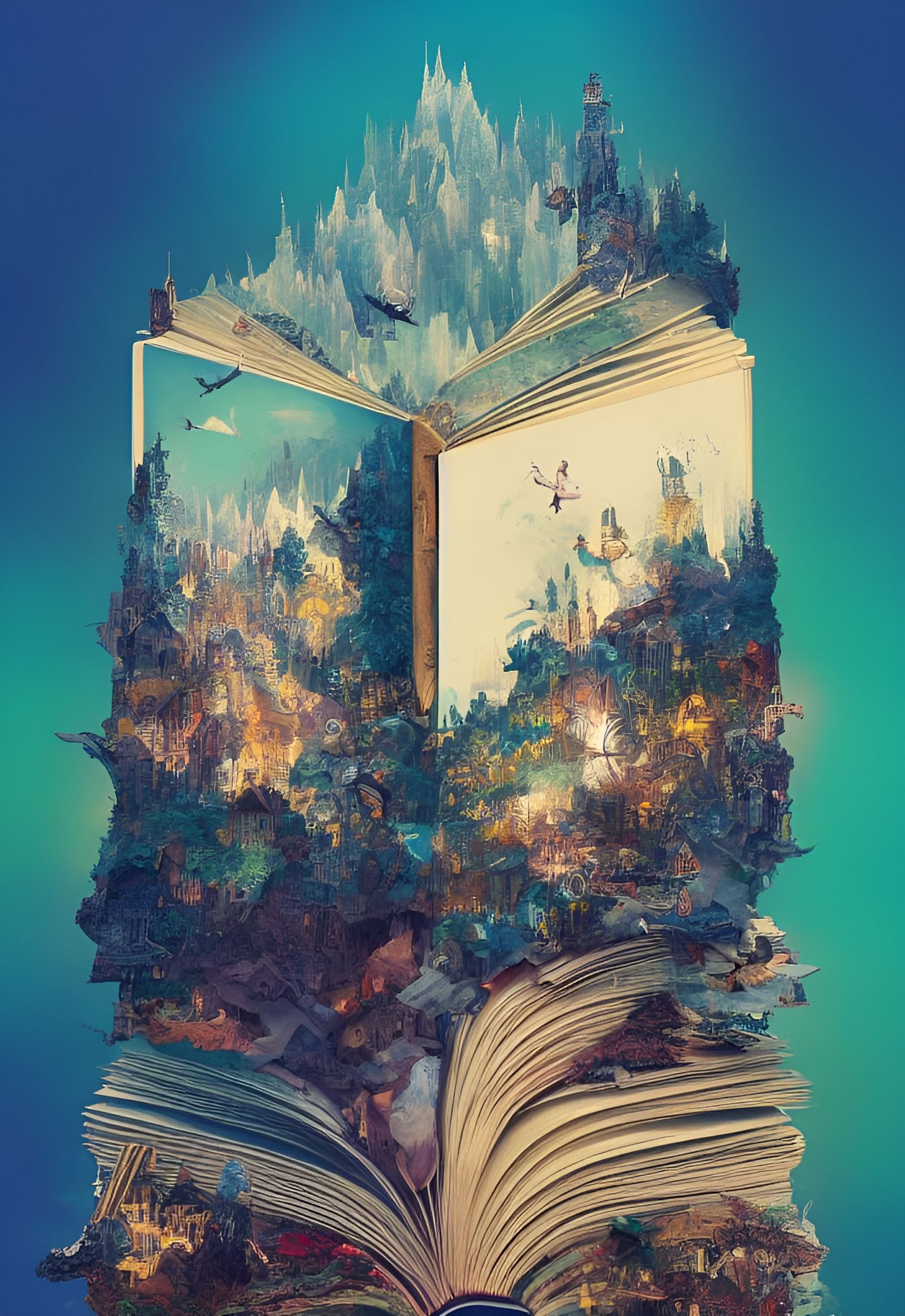 Fantasy World Emerges from Open Book