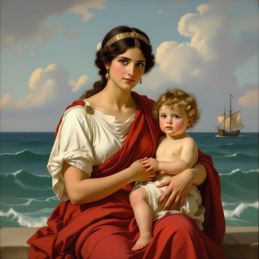 Spartan Mother Farewell in Neoclassical Style