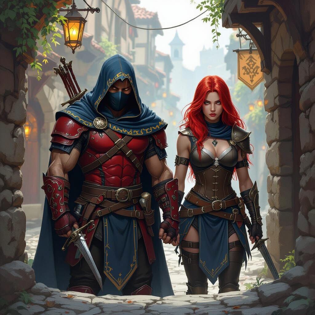 Muscular Twins in Dark Fantasy Alley