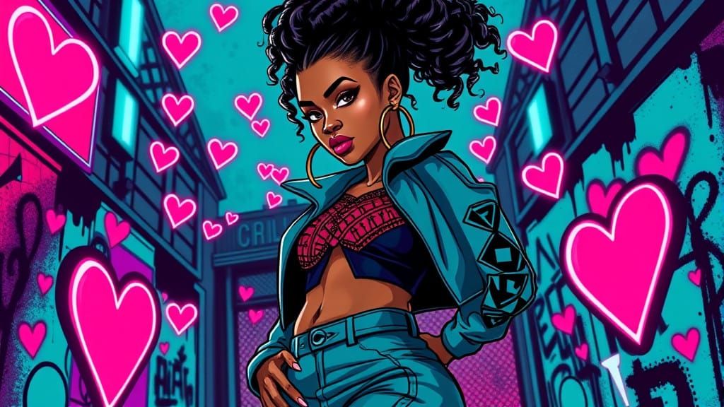 Confident Woman in Teal Jacket with Geometric Patterns and B...