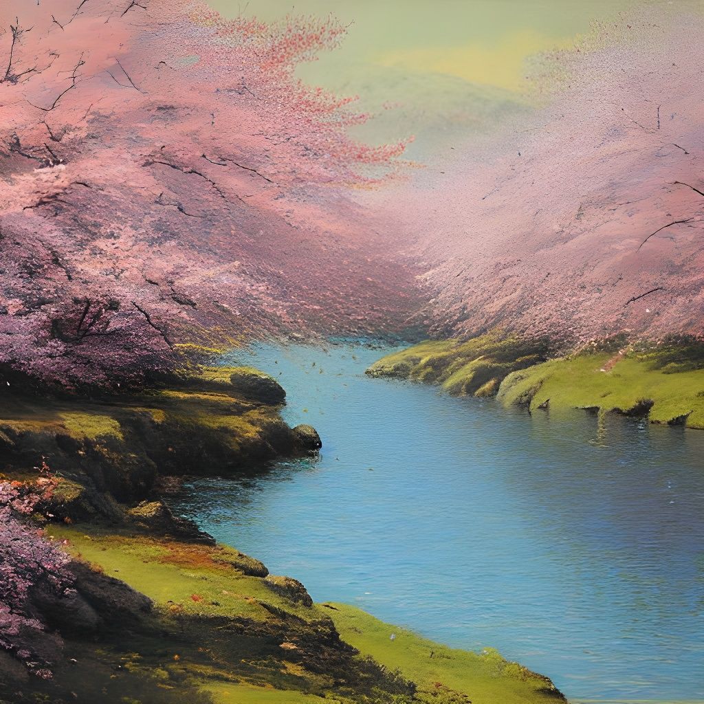 Cherry Blossom Festival as Oil Painting