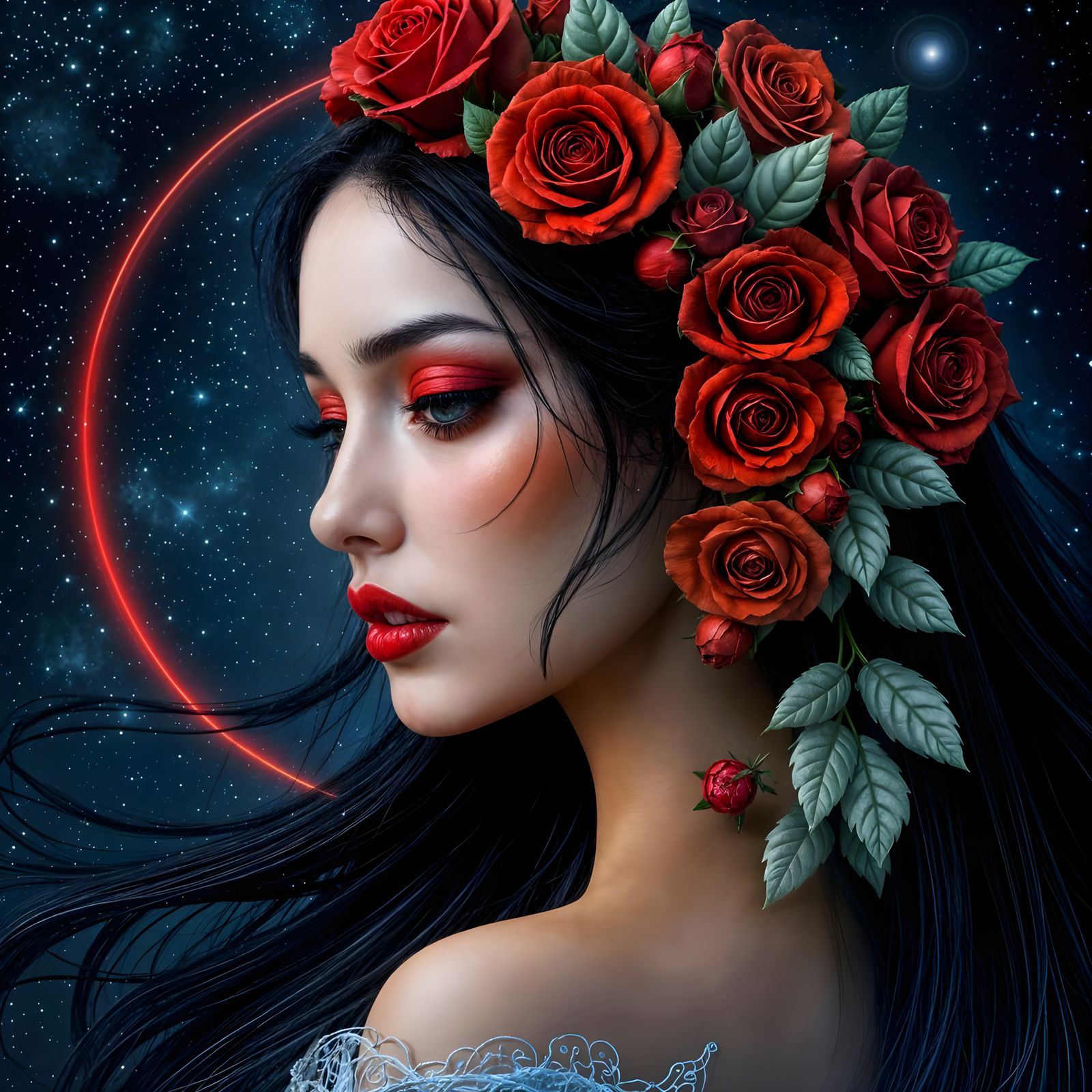 Mysterious Celestial Siren Shines Under Starry Skies