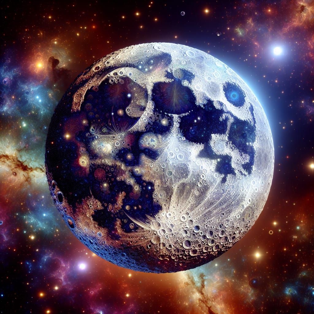Detailed Lunar 'MOON' in Vibrant Interstellar Space
