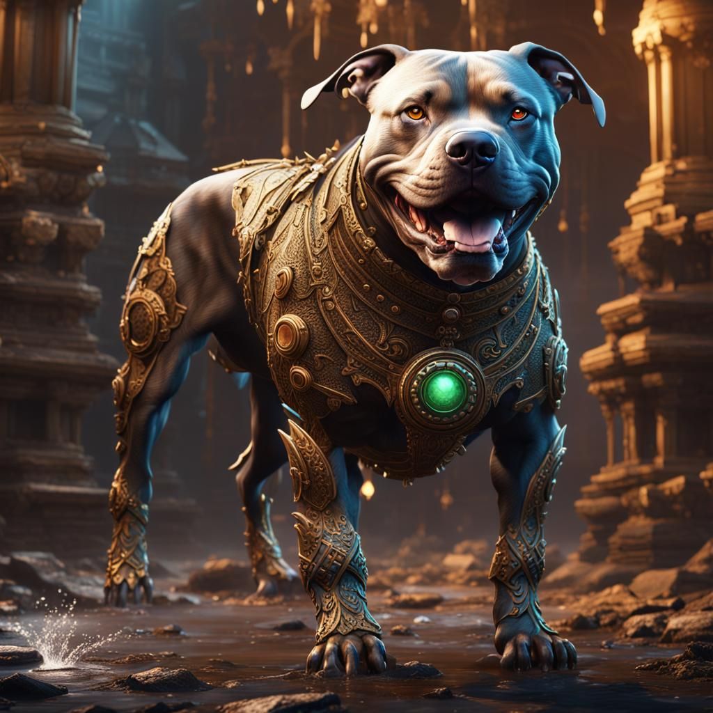 Detailed Pitbull Matte Painting in Deep Color
