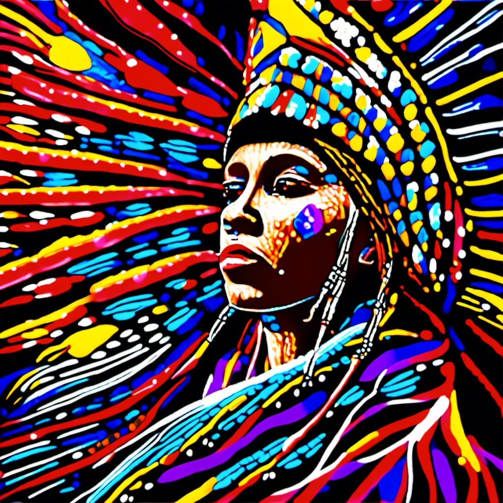 Tribal Priestess Portrait in Hyperrealistic Style