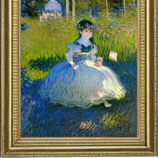 Fairy Writing in Diary, Impressionistic Mixed Media